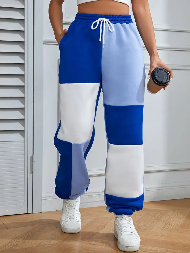 Billie - Color Block Loose Jogger Pants with Drawstring
