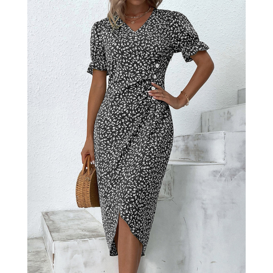 MIYAH | BUTTON WRAP DRESS