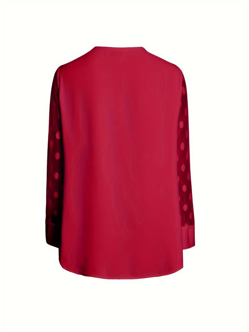 Samantha – Elegant long-sleeve top with pleated neckline