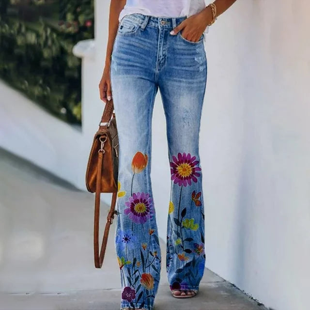 Ada - Jeans with floral pattern