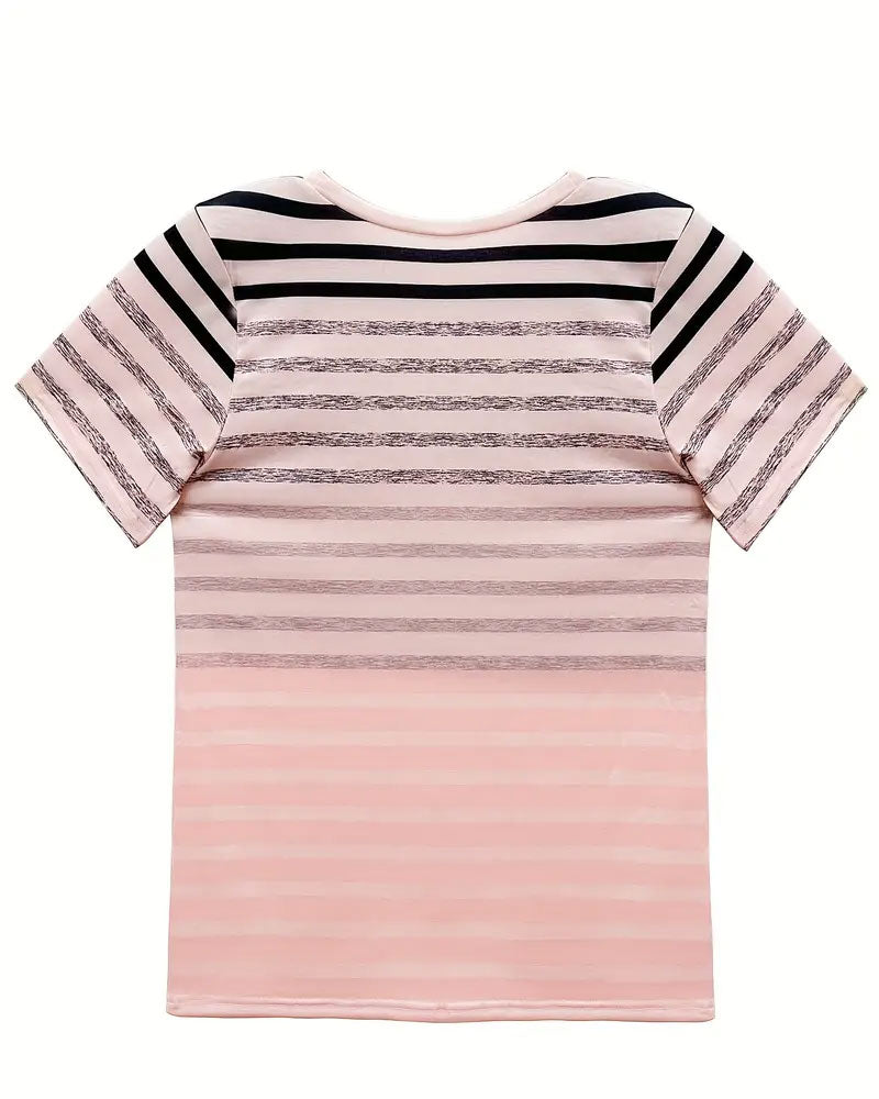 Striped Women's T-Shirt with Round Neck & Gradient – Melia