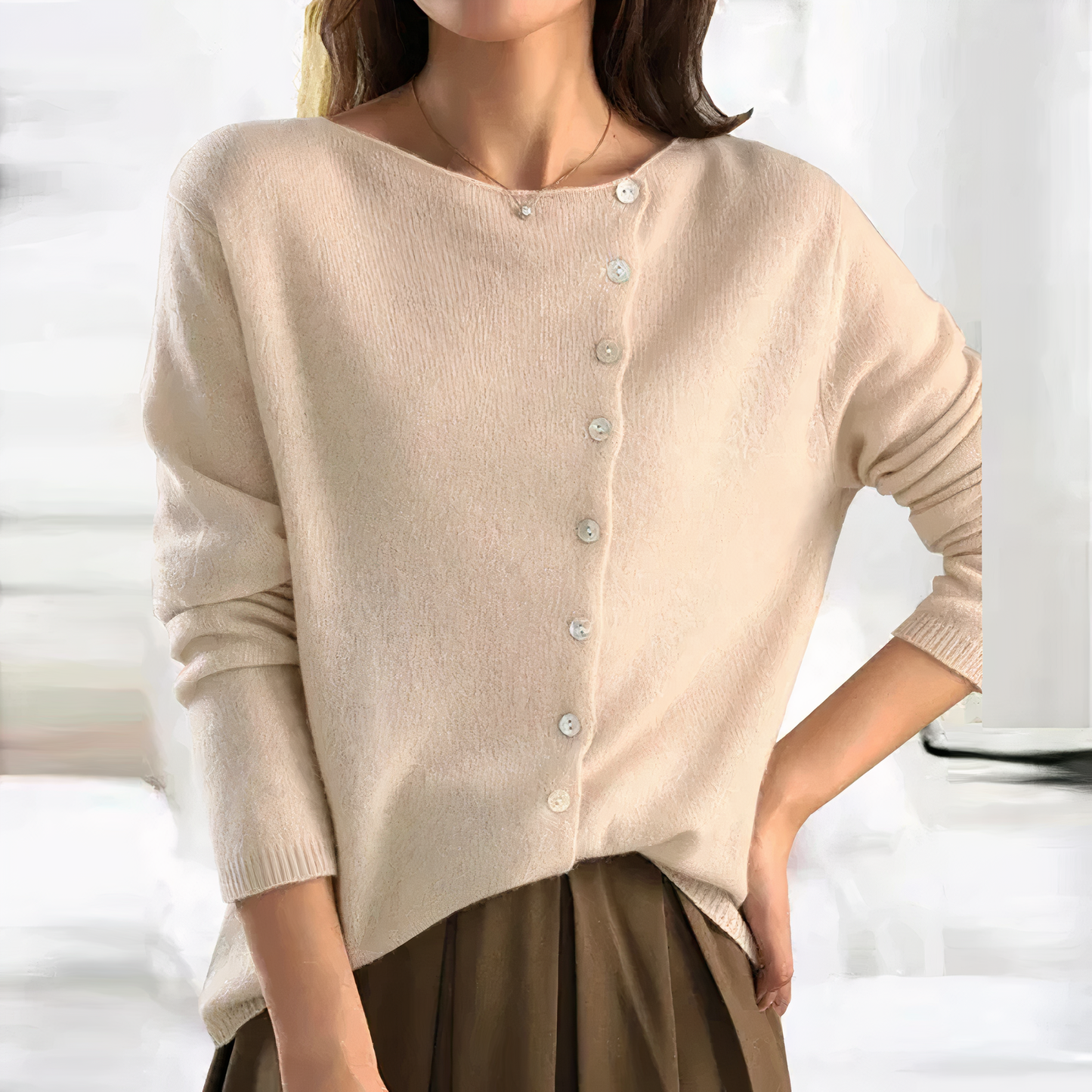 Elegant cardigan with button closure - Arleth
