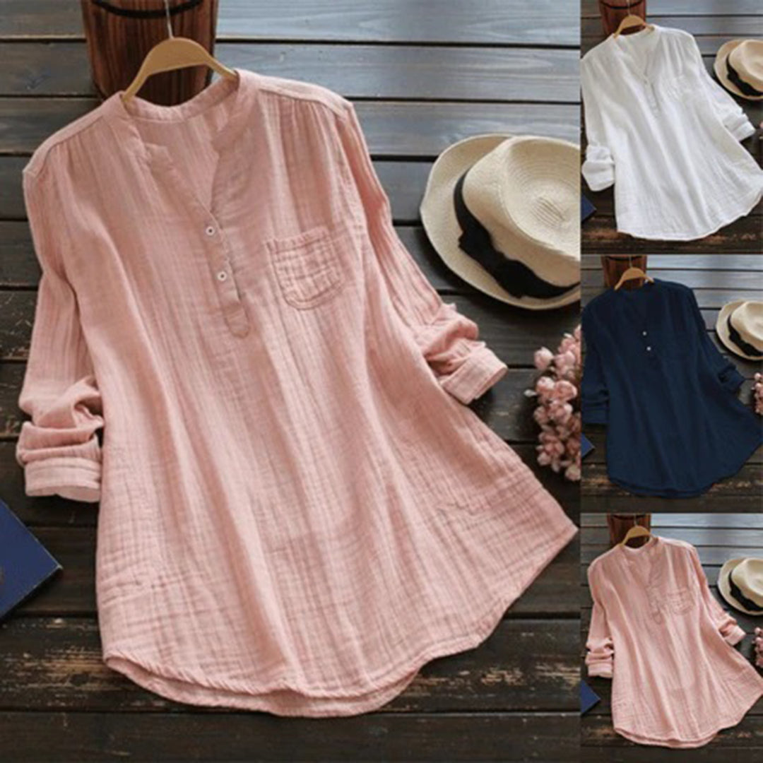 Sarini | Half Open Collar Long Sleeve Blouse for Women
