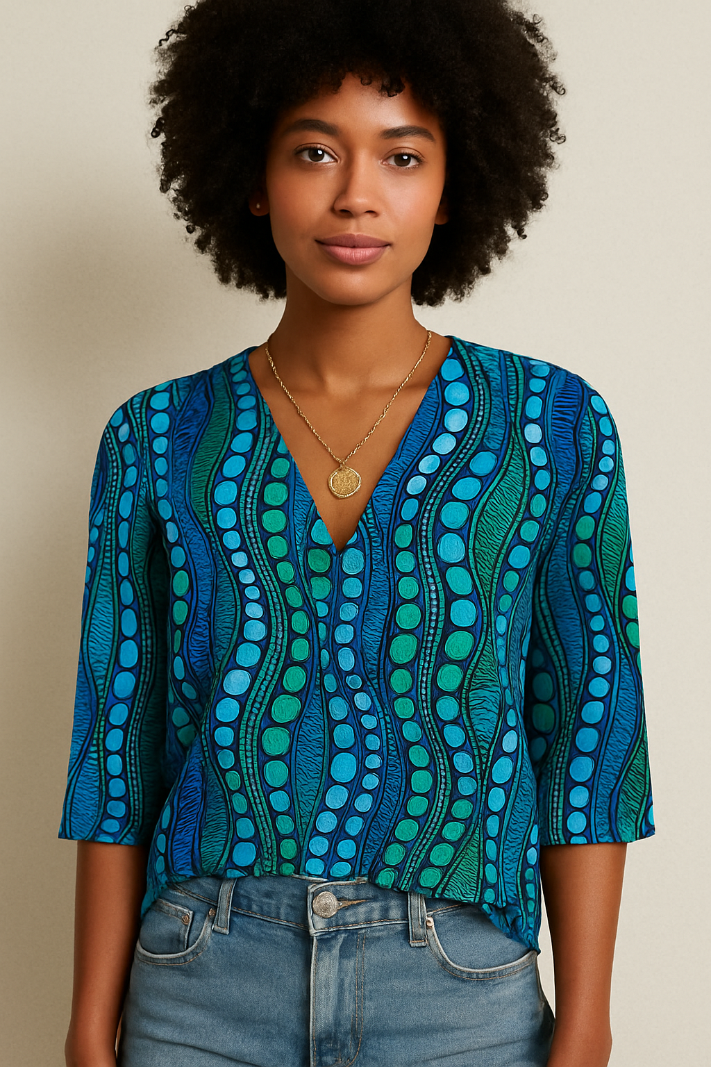 Women's Abstract Polka Dot Blouse