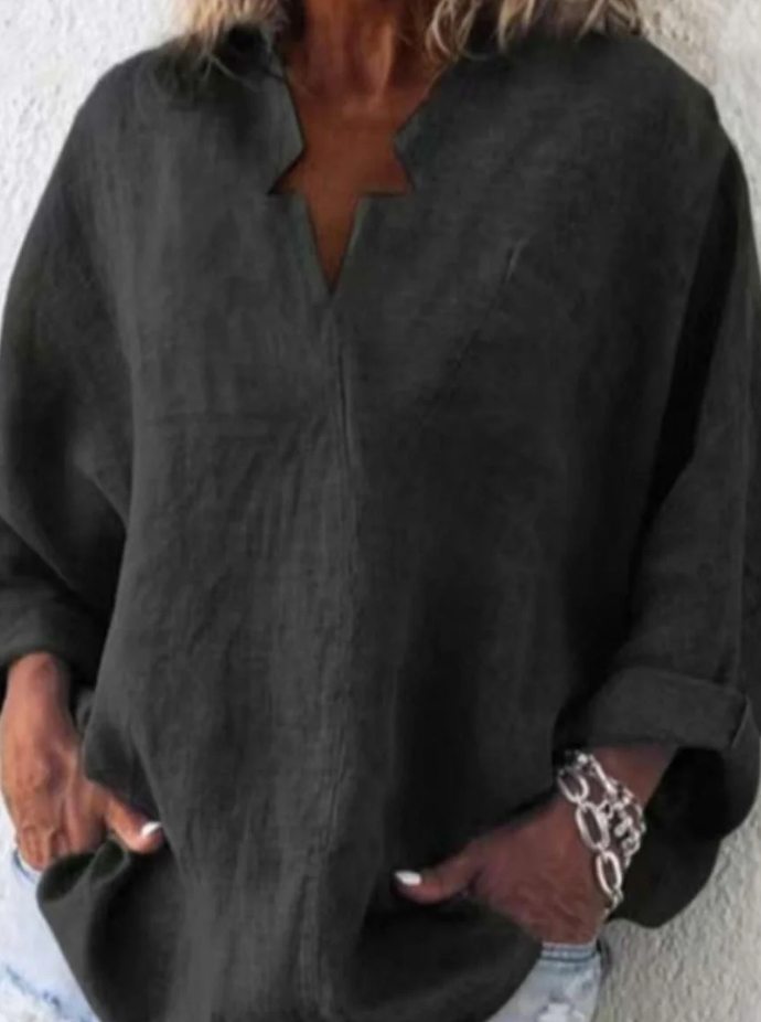 RIKARDA - Elegant women's blouse with V-neck