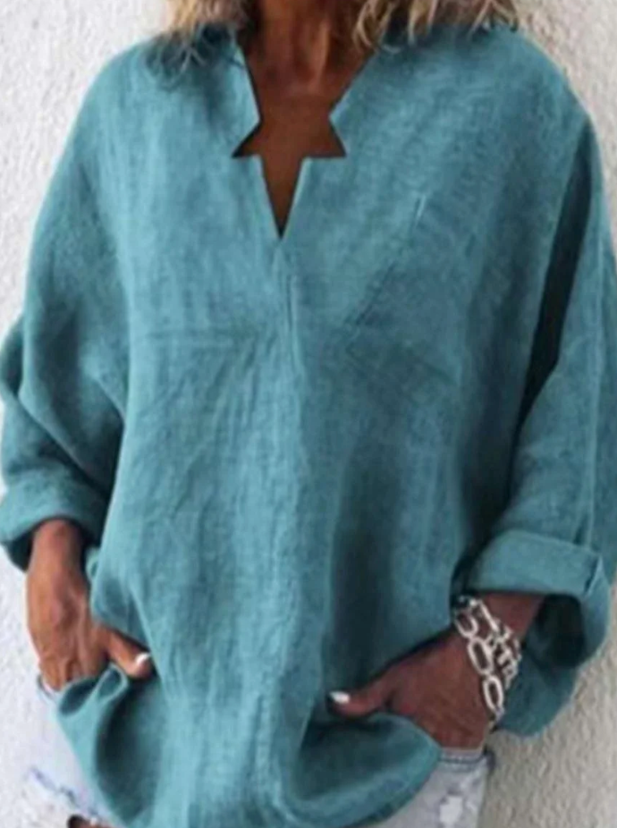 RIKARDA - Elegant women's blouse with V-neck