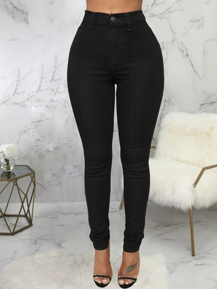 Adeline - Casual high waist elastic jeans