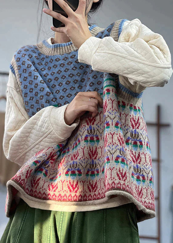 Josephine - Wool knitted cardigan with oversized print