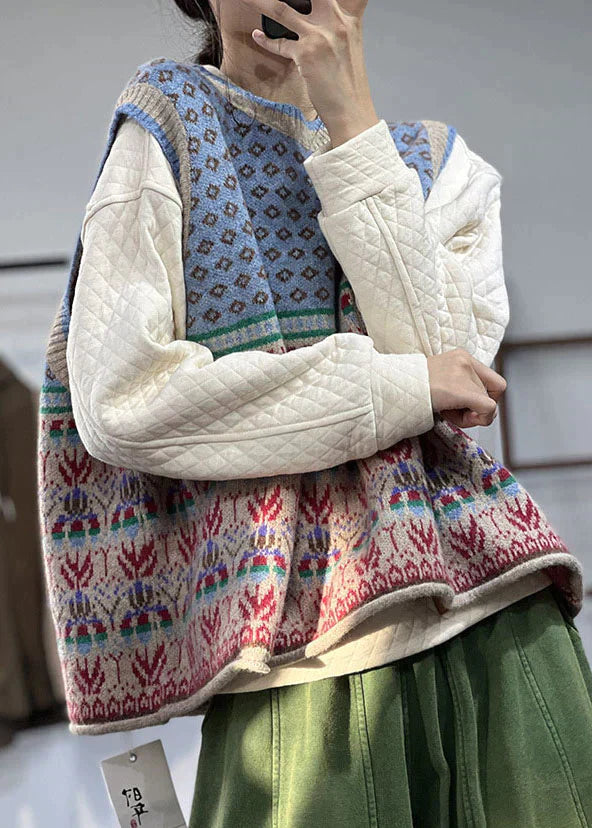 Josephine - Wool knitted cardigan with oversized print