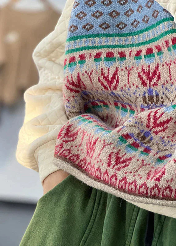Josephine - Wool knitted cardigan with oversized print