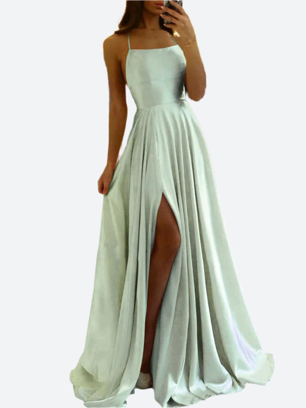 Women's Elegant Backless Maxidress – Flowing Evening Dress with Lacing Details