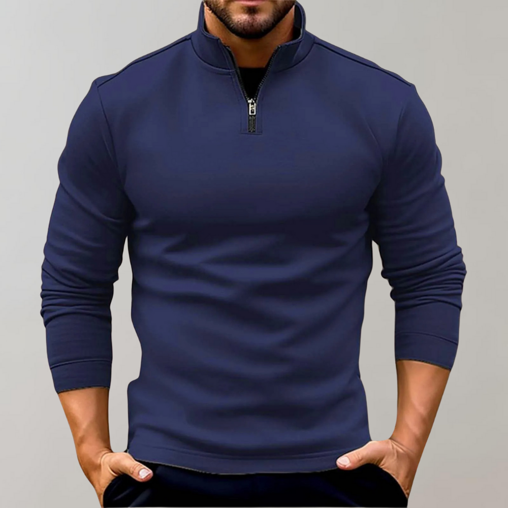 Warm men's sweater with zipper