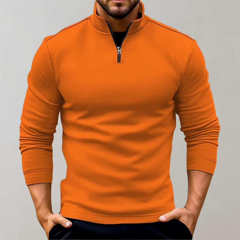 Warm men's sweater with zipper