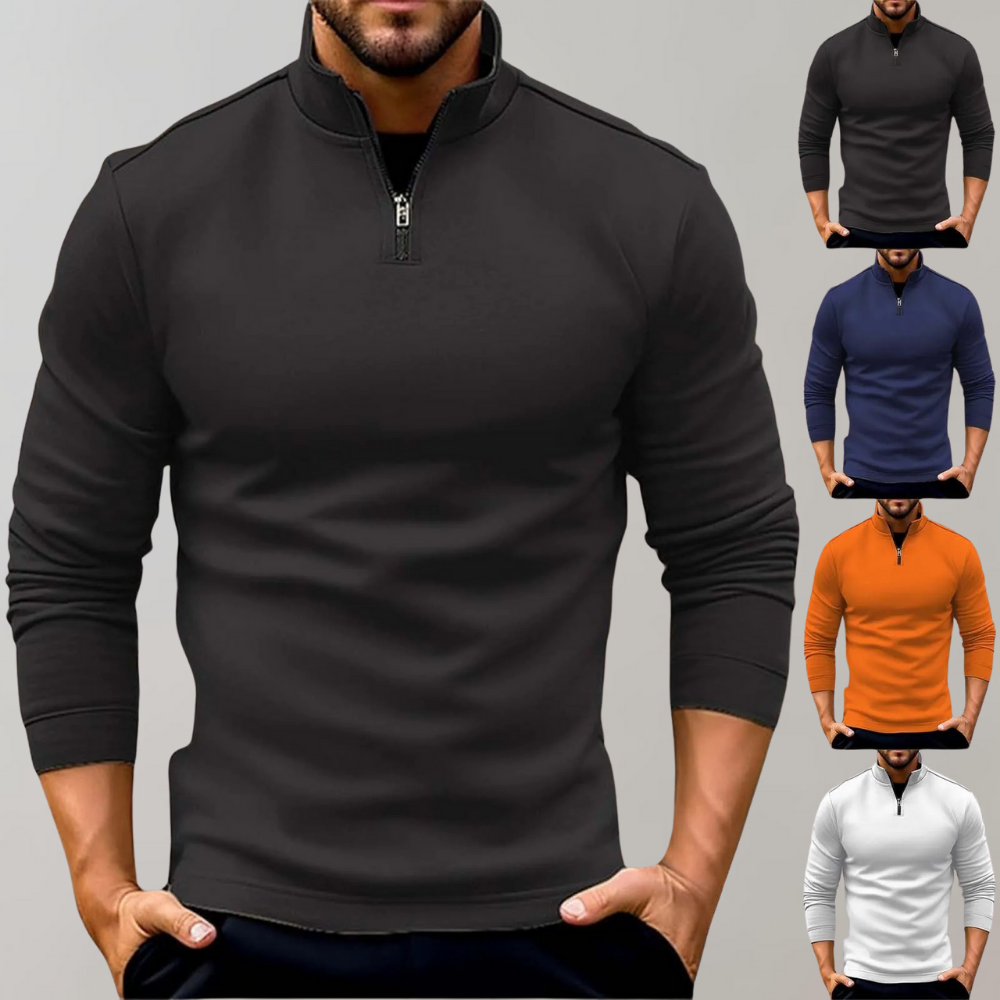 Warm men's sweater with zipper