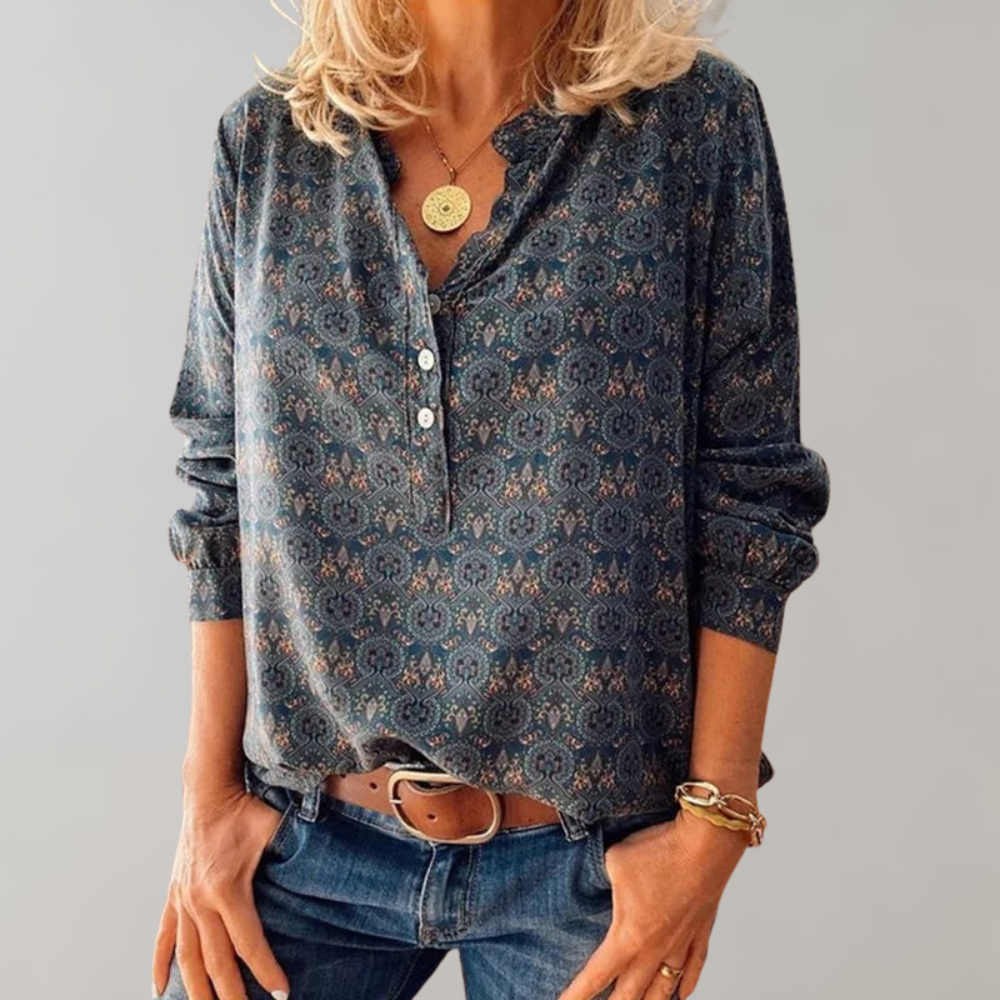 Bea | Long-Sleeved Vintage Women's Blouse - Elegant & Timeless Top