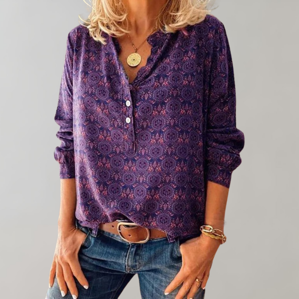 Bea | Long-Sleeved Vintage Women's Blouse - Elegant & Timeless Top