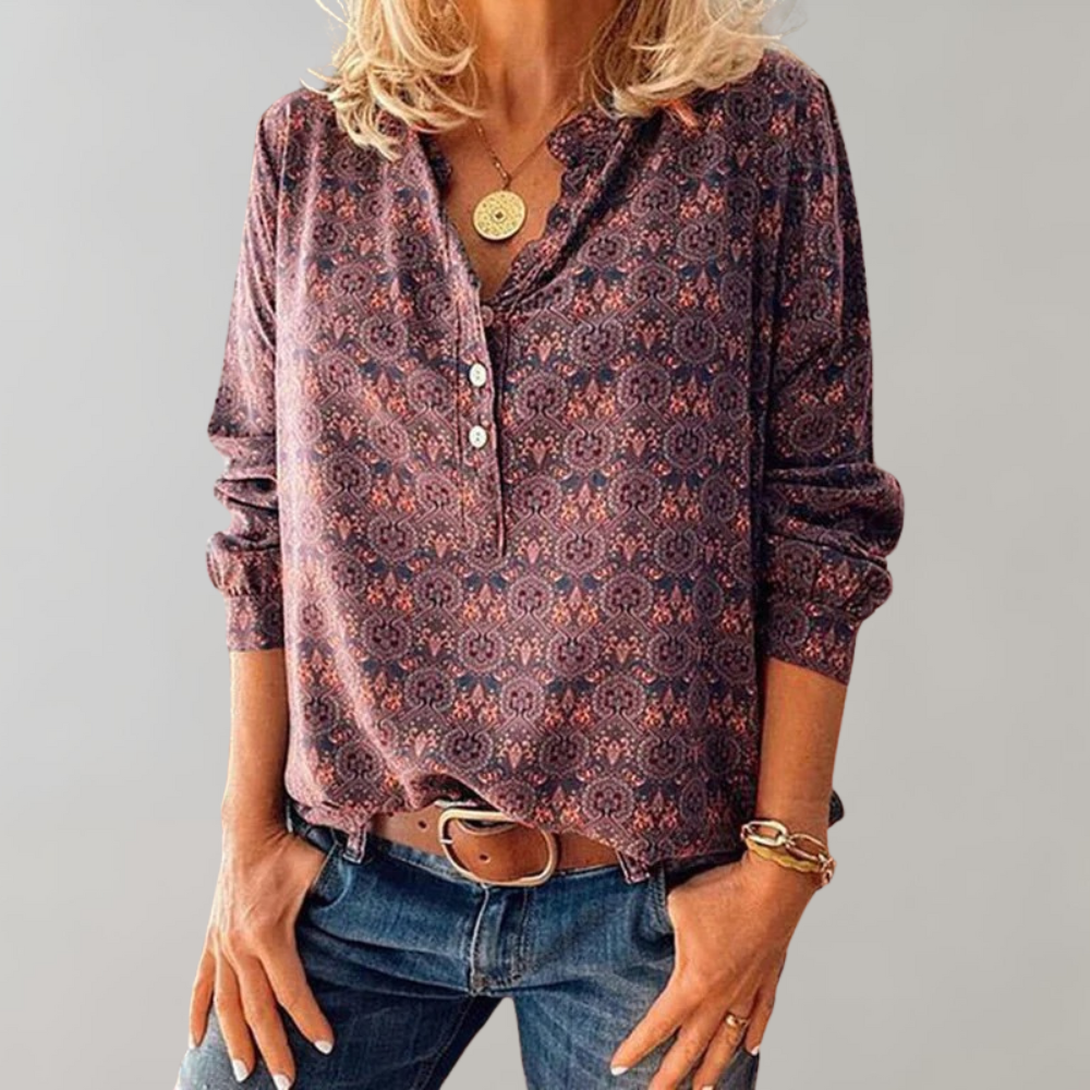 Bea | Long-Sleeved Vintage Women's Blouse - Elegant & Timeless Top