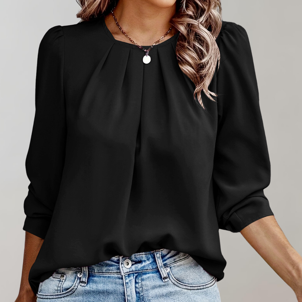 Udari | Women's Pleated Puff Sleeve Blouse - Chic & Comfortable Top
