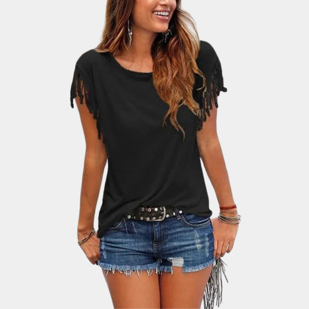 French Summer T-Shirt with Loose Fit – Mila