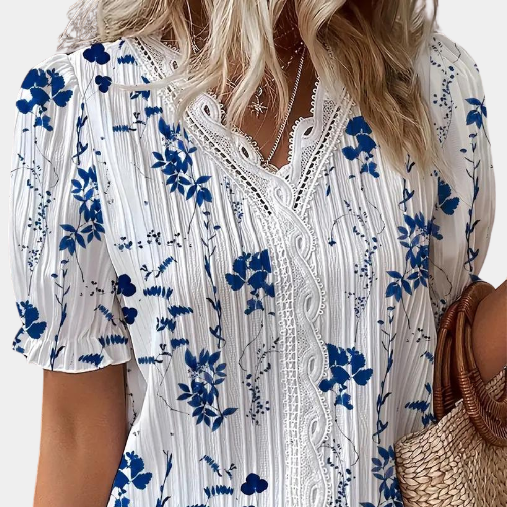 Clara | Women's lace trim - V-neck blouse