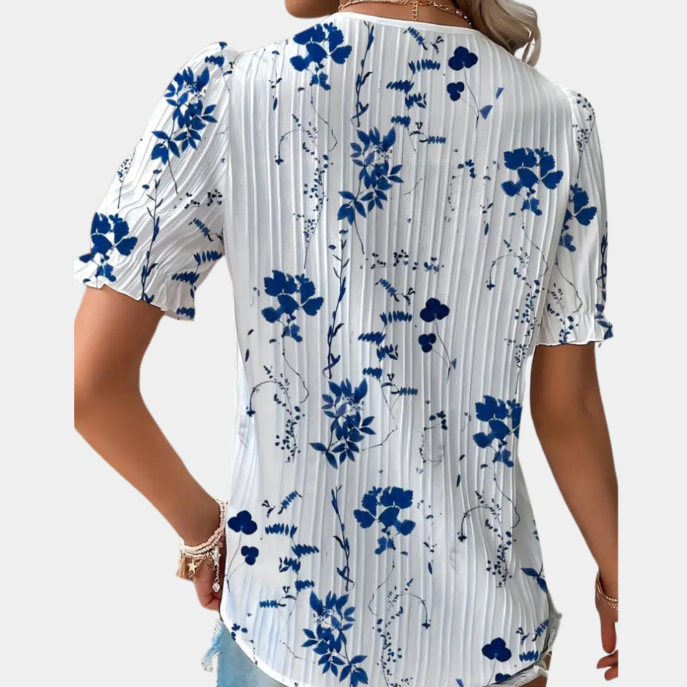 Clara | Women's lace trim - V-neck blouse