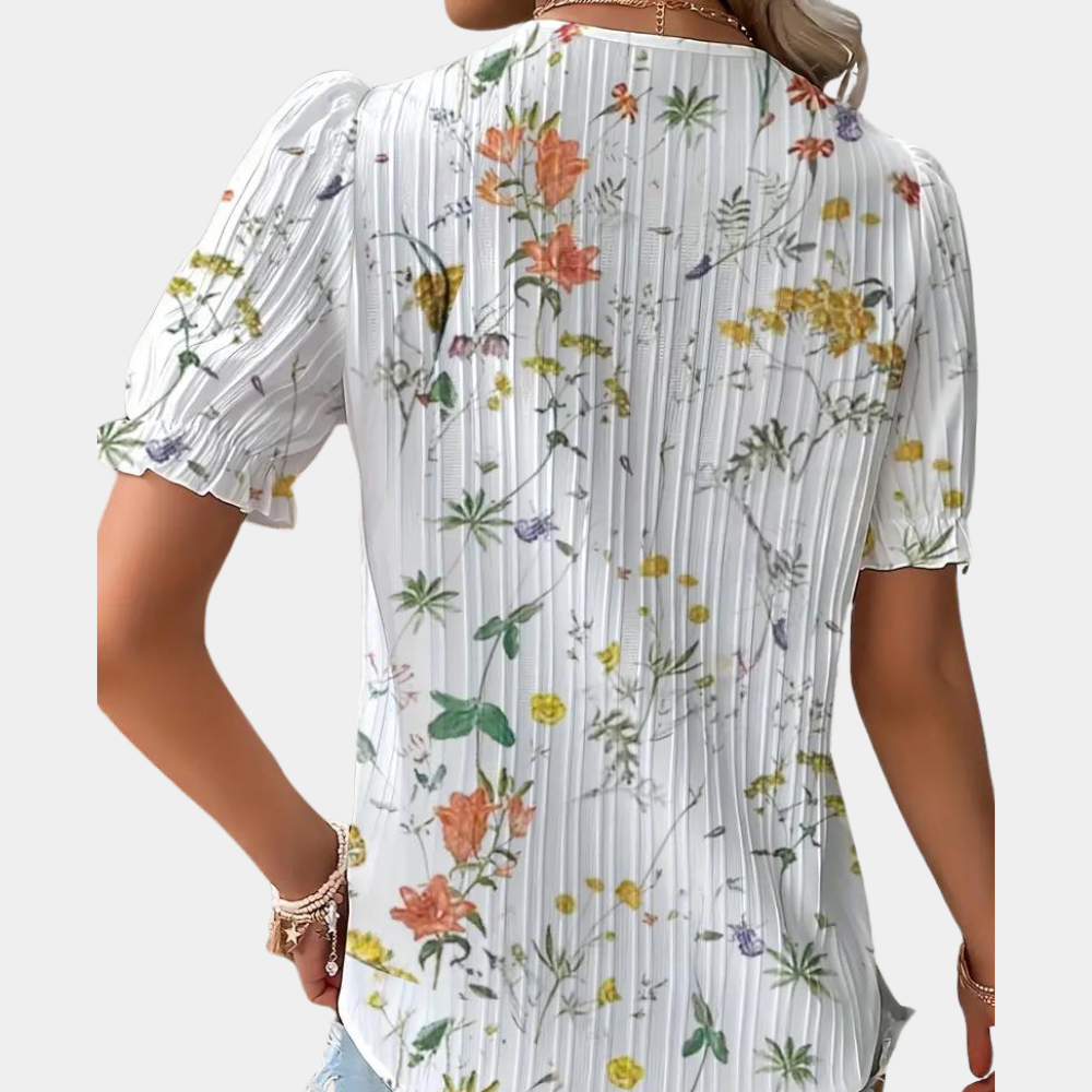 Clara | Women's lace trim - V-neck blouse