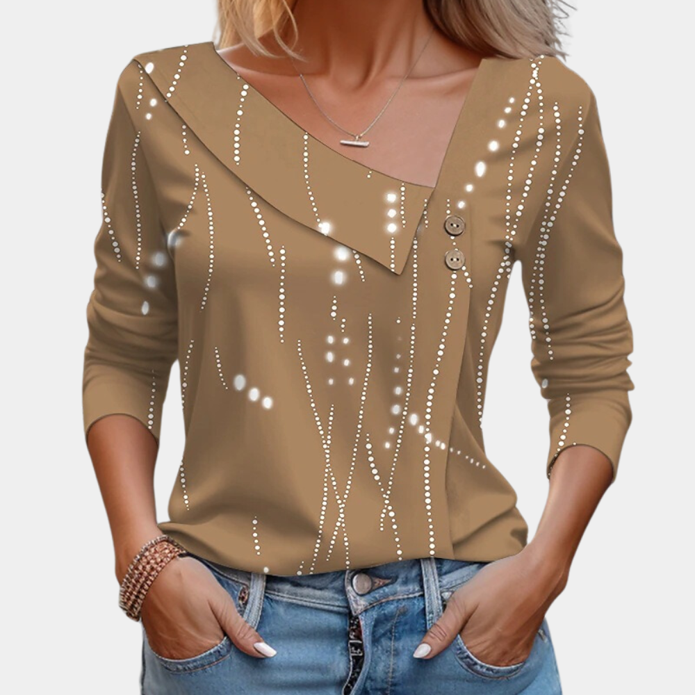 Gaia | Women's floral print - long sleeve blouse