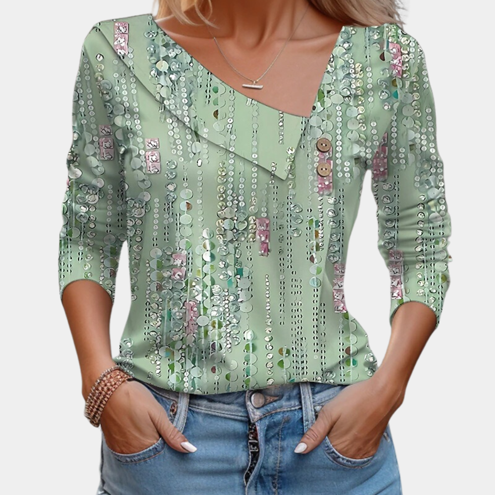 Gaia | Women's floral print - long sleeve blouse