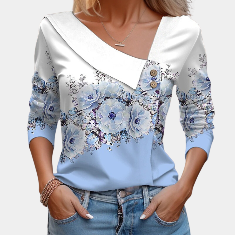 Gaia | Women's floral print - long sleeve blouse