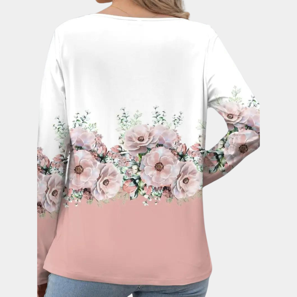 Gaia | Women's floral print - long sleeve blouse
