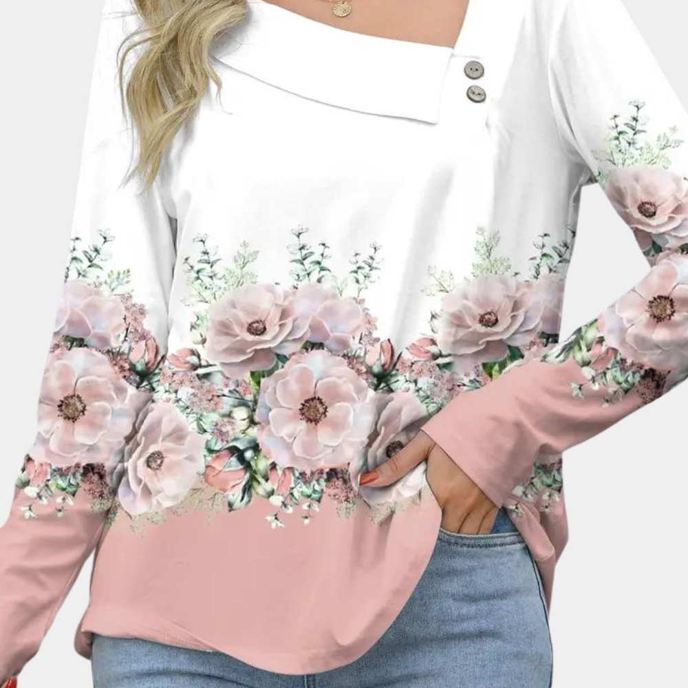 Gaia | Women's floral print - long sleeve blouse