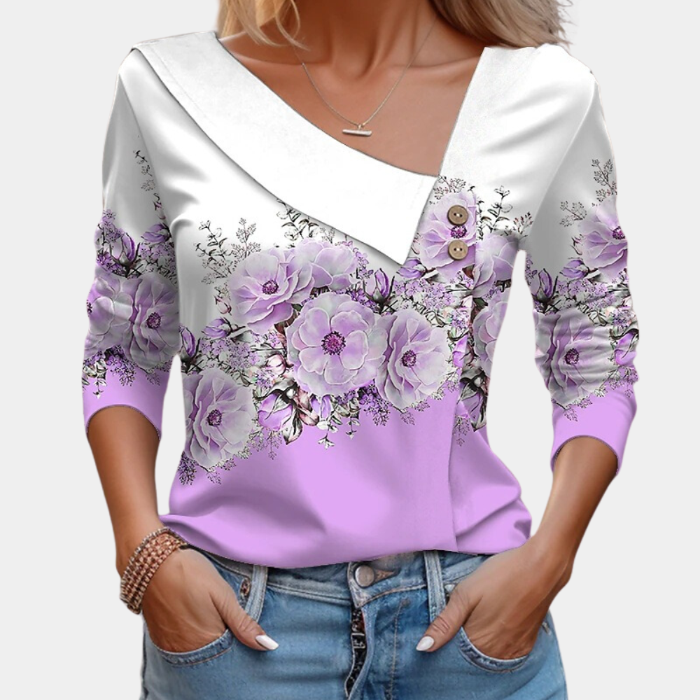 Gaia | Women's floral print - long sleeve blouse