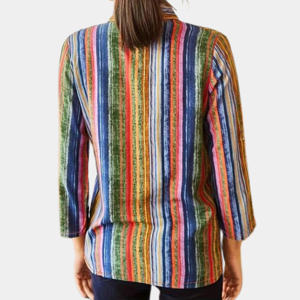 Sara | - Women's colorful striped plaid blouse