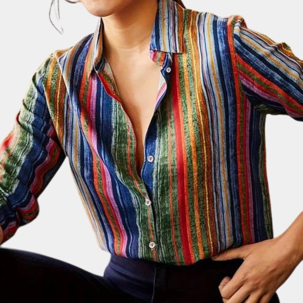 Sara | - Women's colorful striped plaid blouse