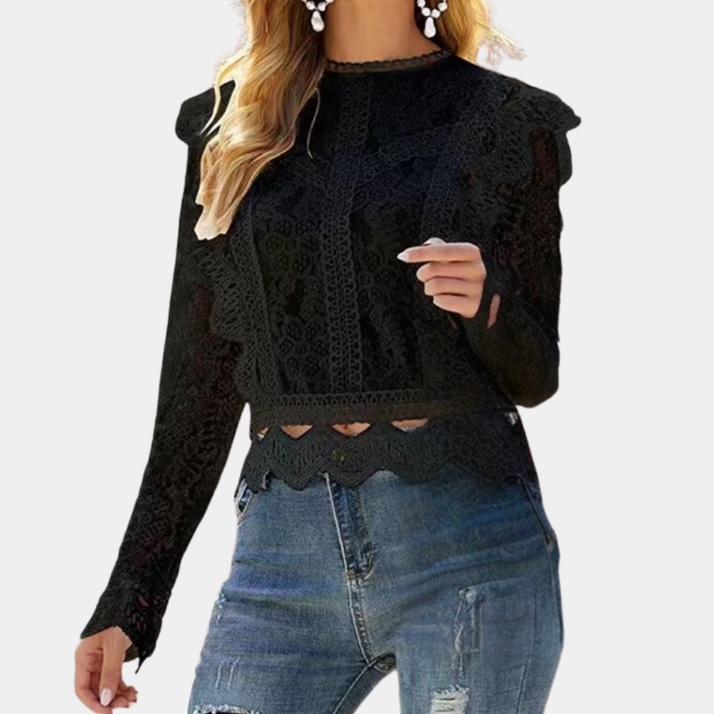 Emilia | Women's elegant lace - long sleeve blouse