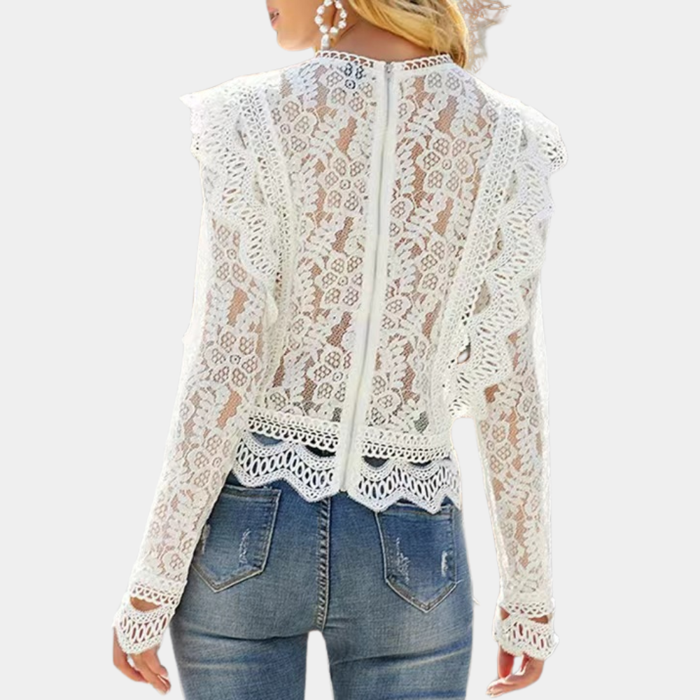 Emilia | Women's elegant lace - long sleeve blouse