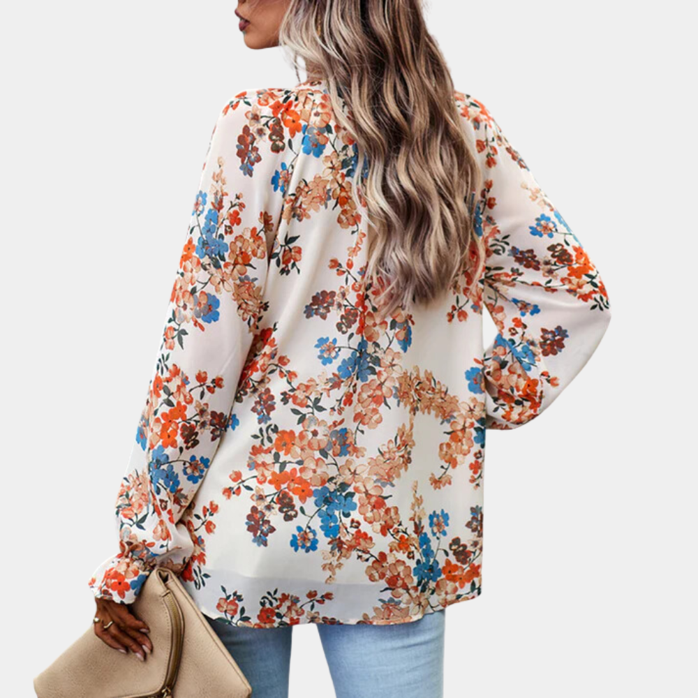 Dragana | Floral Blouse - V-Neck Design for Women
