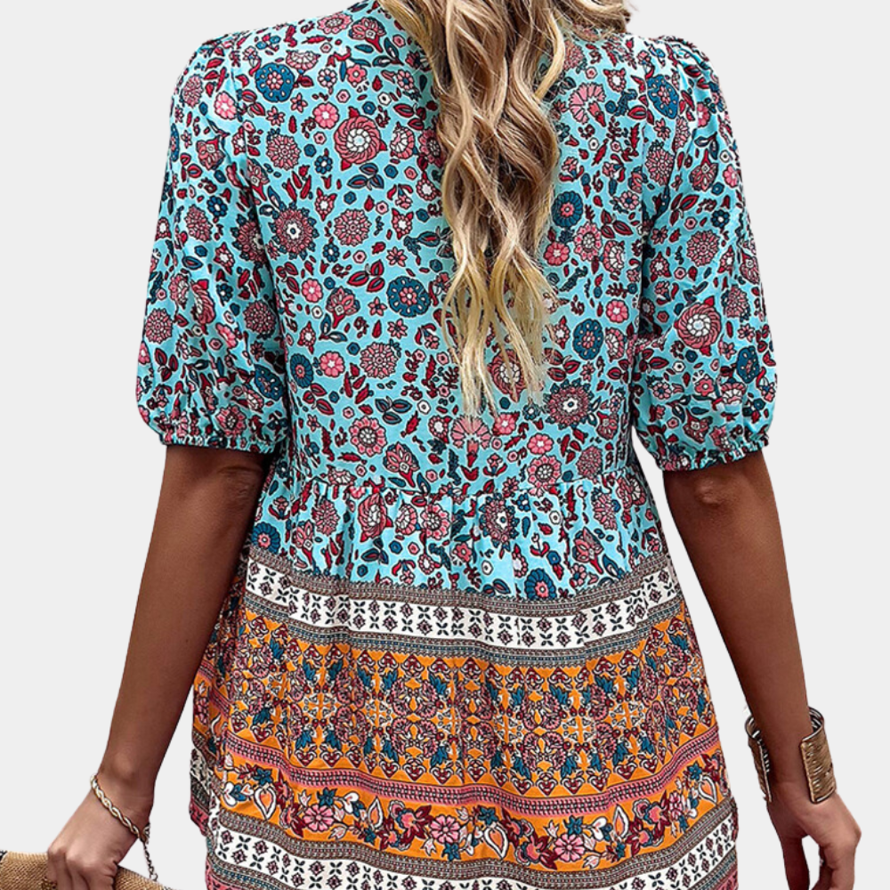 Lia | Women's ethnic floral - patchwork blouse