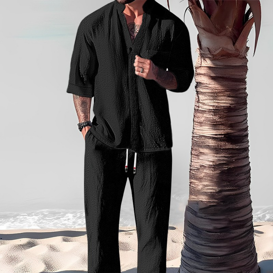 Vintage Linen Tracksuit Men's 2-Piece Set Classic Comfort with a Modern Twist