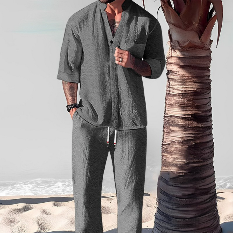 Vintage Linen Tracksuit Men's 2-Piece Set Classic Comfort with a Modern Twist