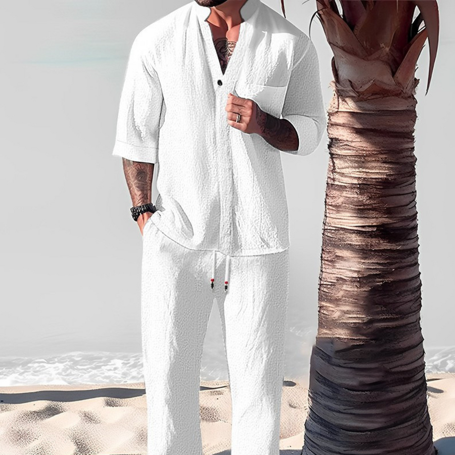Vintage Linen Tracksuit Men's 2-Piece Set Classic Comfort with a Modern Twist