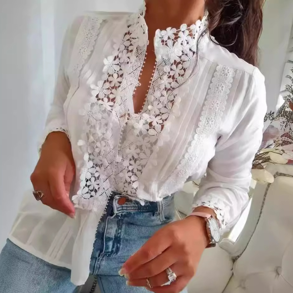 Mia | Women's floral lace - elegant blouse