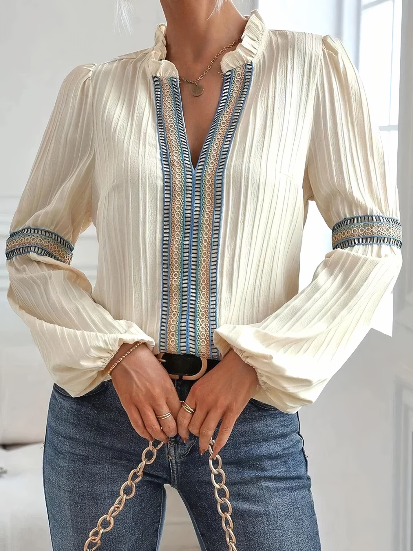 Francesca | Women's kanten lace - stylish blouse