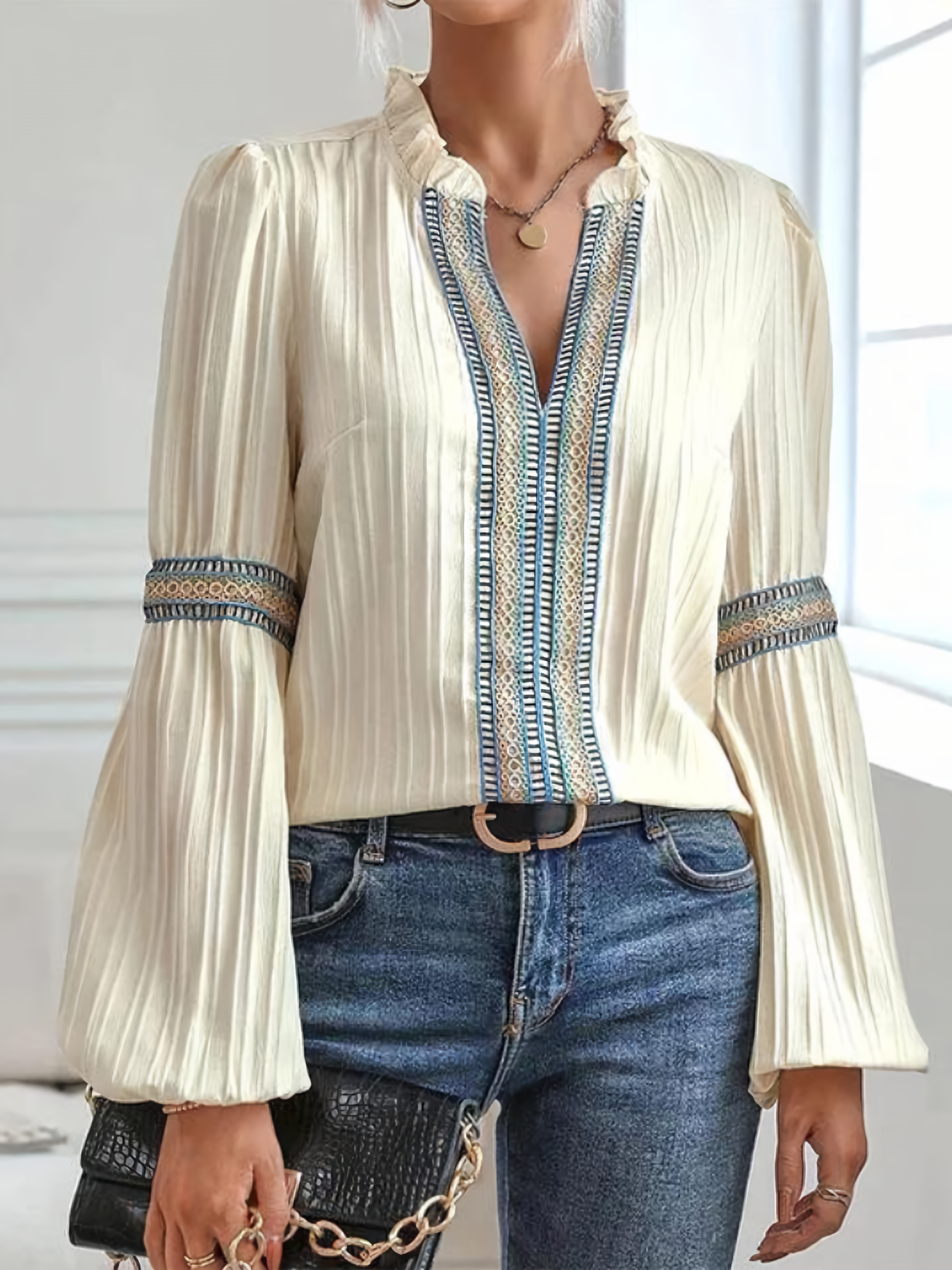 Francesca | Women's kanten lace - stylish blouse