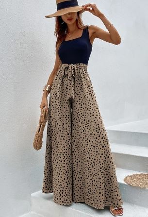 Kelly - Wide Leg Jumpsuit with Polka Dot Print