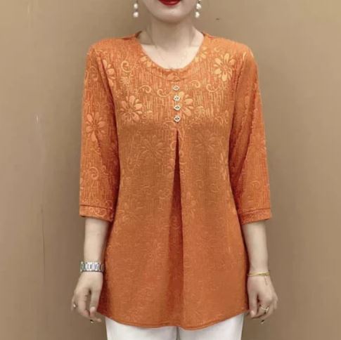 Riley - Fashionable, loose-fitting women's blouse with 3/4 sleeves