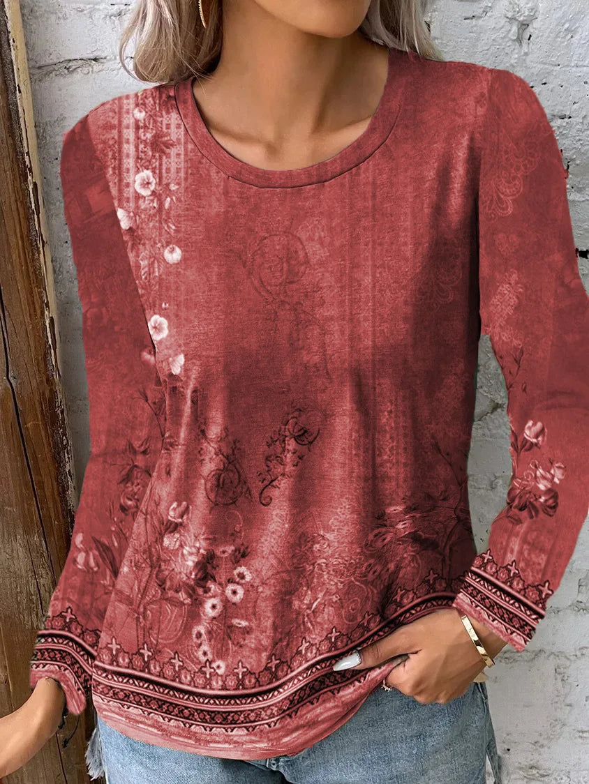 Antonella | Women's landscape painting - long sleeve blouse