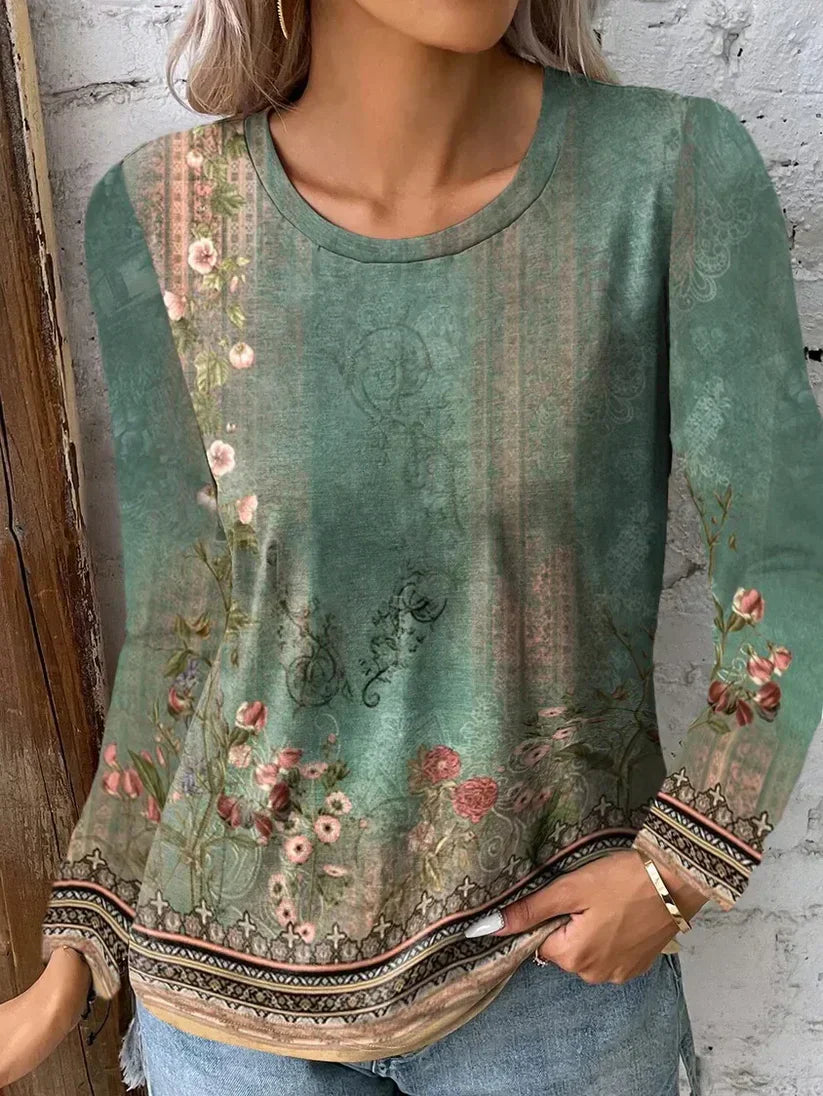 Antonella | Women's landscape painting - long sleeve blouse