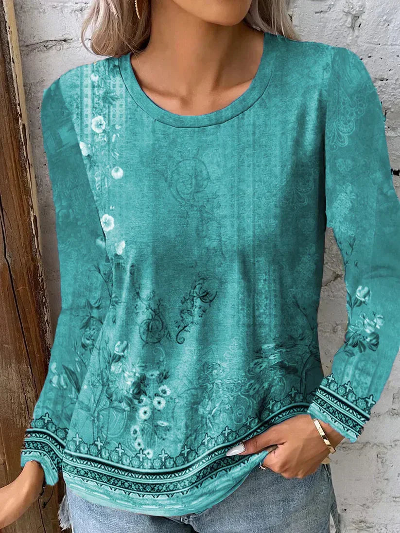 Antonella | Women's landscape painting - long sleeve blouse