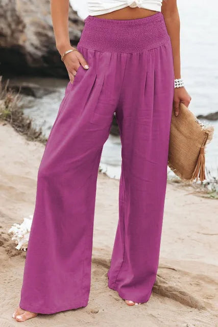 Aubrey - Wide Leg Pants with Elastic Waistband